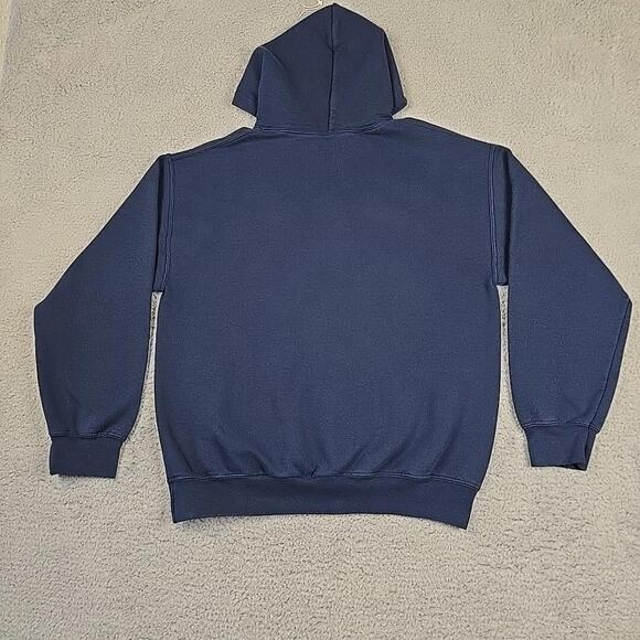 Unisex Gildan Dry Blend Hoodie 50% Poly /50% cotton Blue Medium Inderkum - Picture 9 of 9